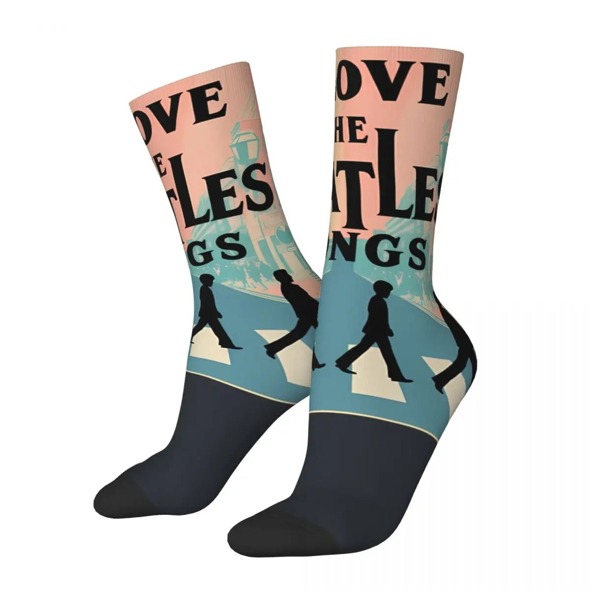 Love Songs Men\'s Socks Vintage Harajuku The Beatle Street Style Novelty Casual Crew Sock