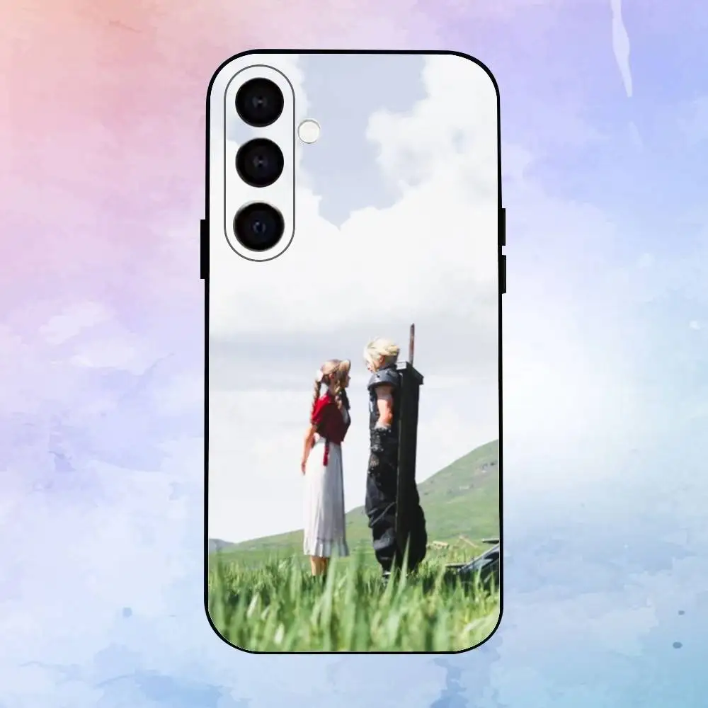 حافظة هاتف لطيفة من A-Aerith G-Gainsborough لهاتف سامسونج جالاكسي A73، A72، A71، A70، A53، A52، A51، غلاف أسود ناعم آخر #2