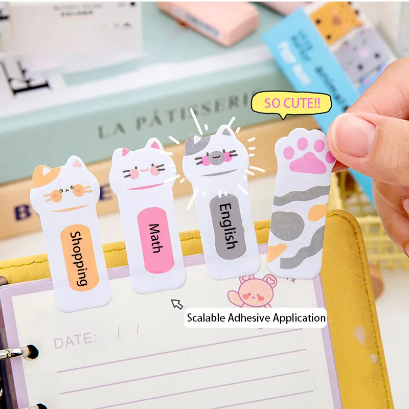 Kawaii الكرتون القط مذكرة الوسادة المرجعية أعلام مؤشر ملاحظات لاصقة تسمية ورقة ملصقات طالب ملاحظة التصفية اللوازم المكتبية