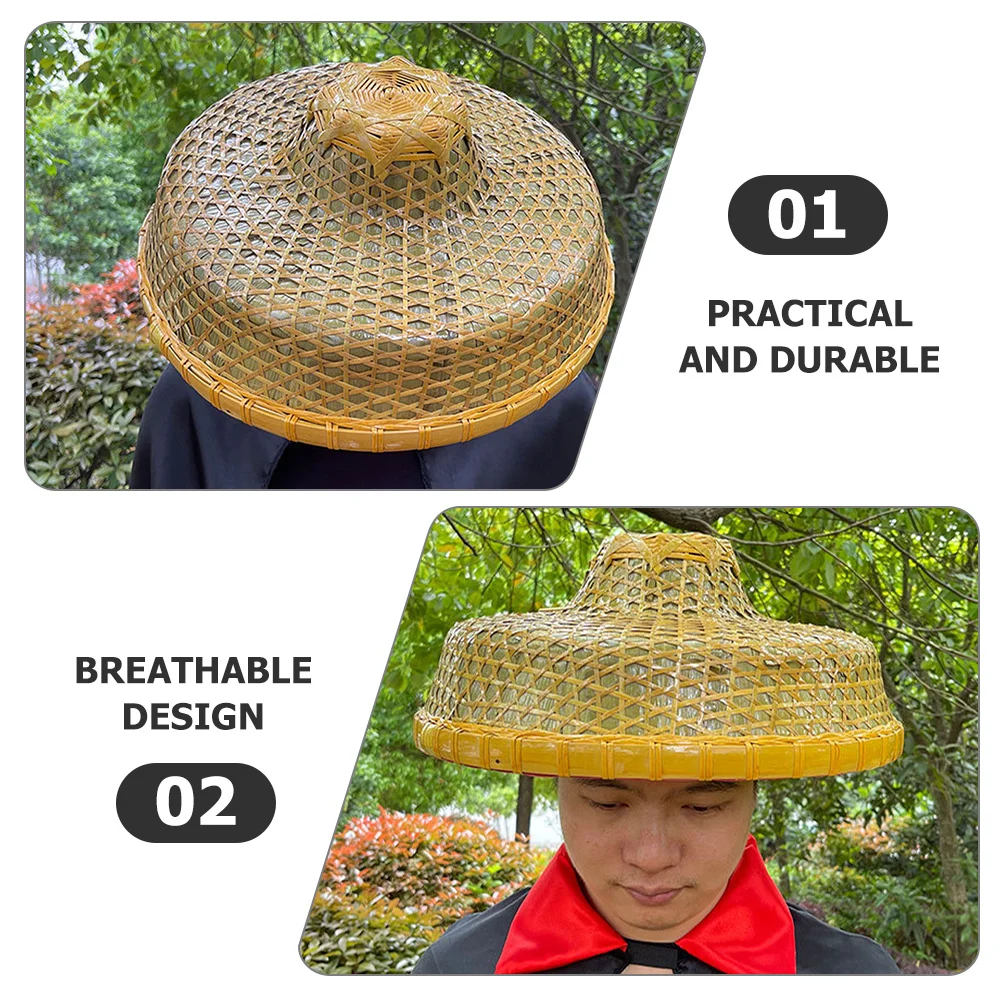 

Bamboo Woven Hat Unisex Weaving Sun Hat for Mountain Climbing Vacation Park Trips Breathable Vietnamese Style Protection