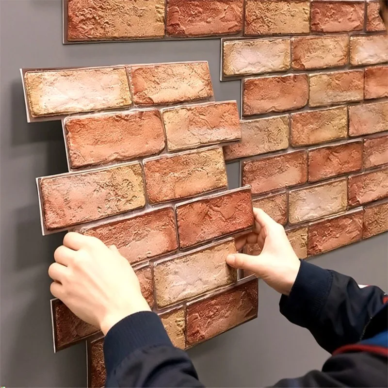 

3D Wall Panels Peel and Stick Subway Tile Brick Wallpaper Retro Wall Sticker for Bedroom Christmas Background Wall Decoration