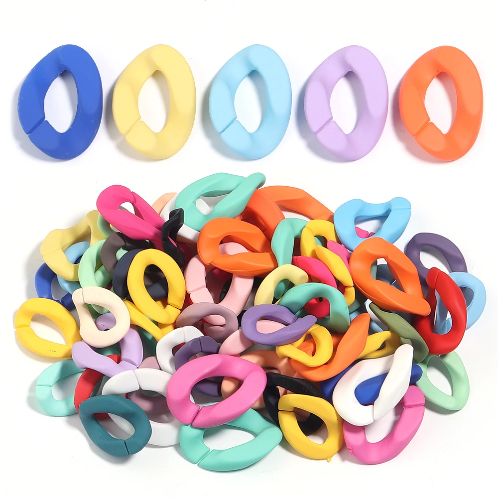 20pcs/Lot Mix Color Acrylic Twisted Buckle Chain Hand Feel Paint Chain For Jewelry Making DIY Necklace Bracelet Accessories