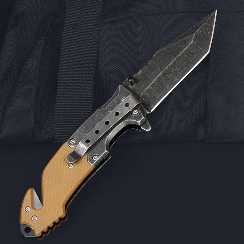 Tactical Knife Fin Folding Knife 5Cr13Mov Tanto Sharp Blade 420 Steel+G10 Handle Outdoor Camping Hunting Knife Survival Knife