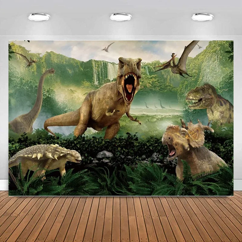 Dinosaurs Backdrop Prehistoric Animal Baby Shower Boy Girl Kids Happy Birthday Party Photography Background Banner Decoration