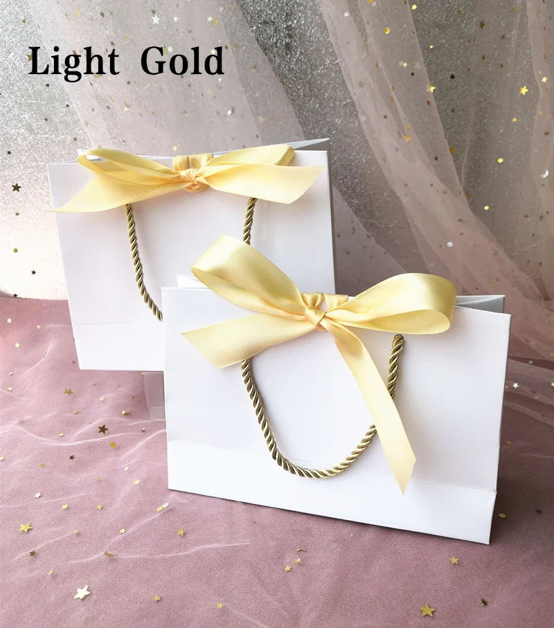 10pcs pink Gift Bag Present Paper Bag With Ribbon Wedding  Pack Box Favors Birthday Party Bags /Pajamas Clothes Wig Packaging