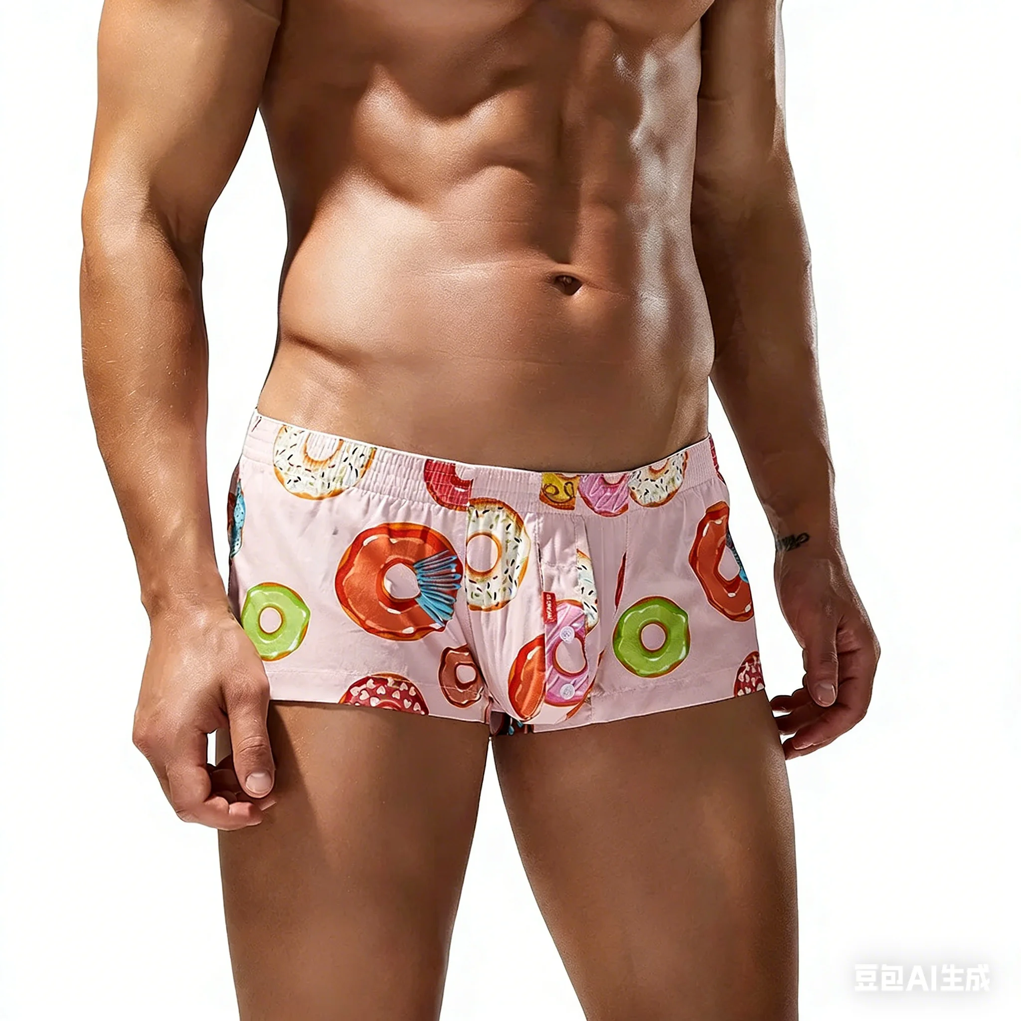 Printed Shorts for Men Aro Pants Sexy Boxy Underwear Low-rise U Convex Pouch Underpant Cotton Breath Casual Home Sleeping Boxers