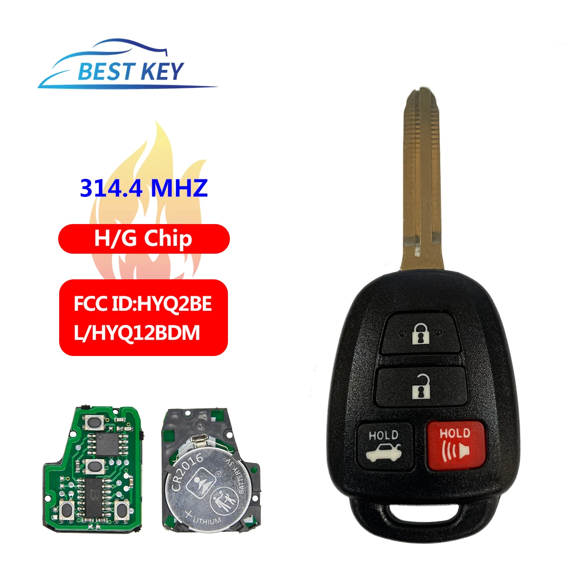 

BEST KEY Car Remote Key G H Chip 314.4Mhz For Toyota Camry 2012-2016 Corolla 2014-2017 HYQ12BEL HYQ12BDM Replace Samrt Key