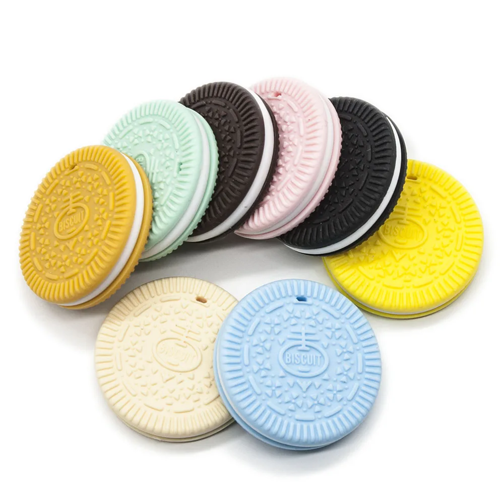 Cute-idea 1pc Baby massaggiagengive Cookie Silicone fai da te ciuccio clip catena per ciondolo bambino BPA perline da masticare gratuite morso giocattoli da dentizione