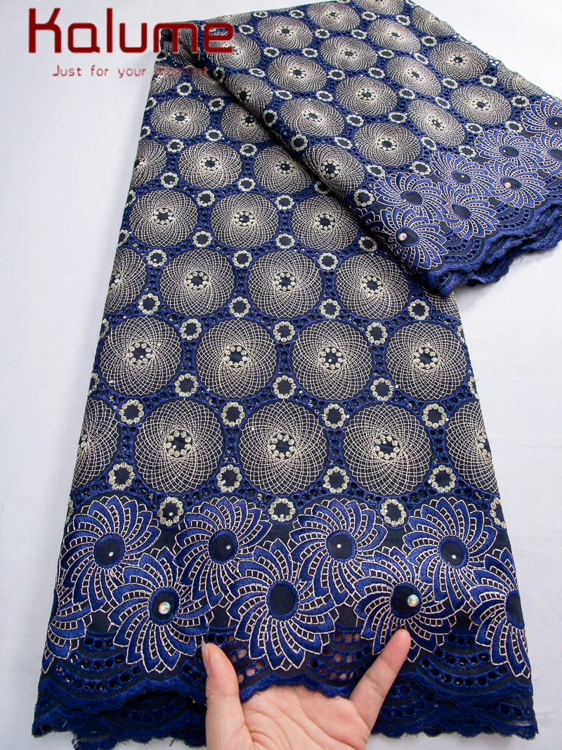 

Swiss Voile Lace Dry Fabric with Crystal 2025 High Quality African Cotton Lace Fabirc for Women Wedding Party Dresses F4182