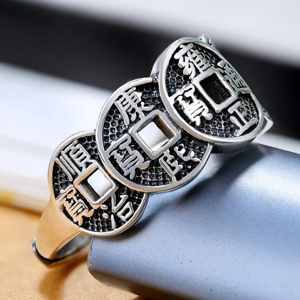 خاتم نحاسي قابل للتعديل للرجال والنساء ، خمس كلمات ، يجذب الثروة ، تميمة مفتوحة النهاية ، إكسسوارات عتيقة