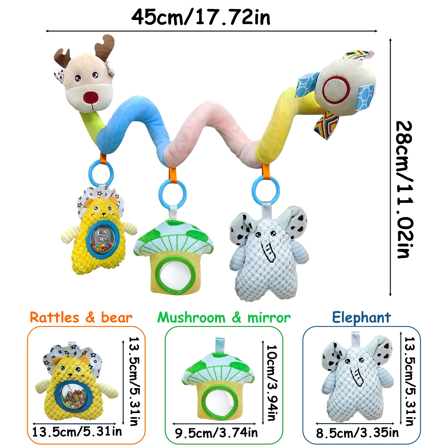 Nette Neugeborene Baby Plüsch Kinderwagen Spielzeug Hängen Baby Weiche Rassel Sensorischen Spielzeug Krippe Mobile Stubenwagen für Babys Kinder Ideale Geschenke