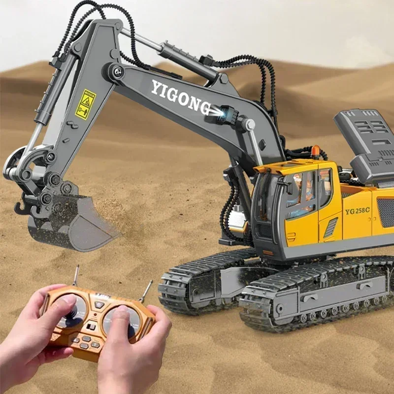 RC Excavator ของเล่น 2.4G ไร้สายควบคุม 1:20 Scale 11-Channel Alloy Buggy สําหรับชาย 7-14 RC ของเล่นคริสต์มาสของขวัญ