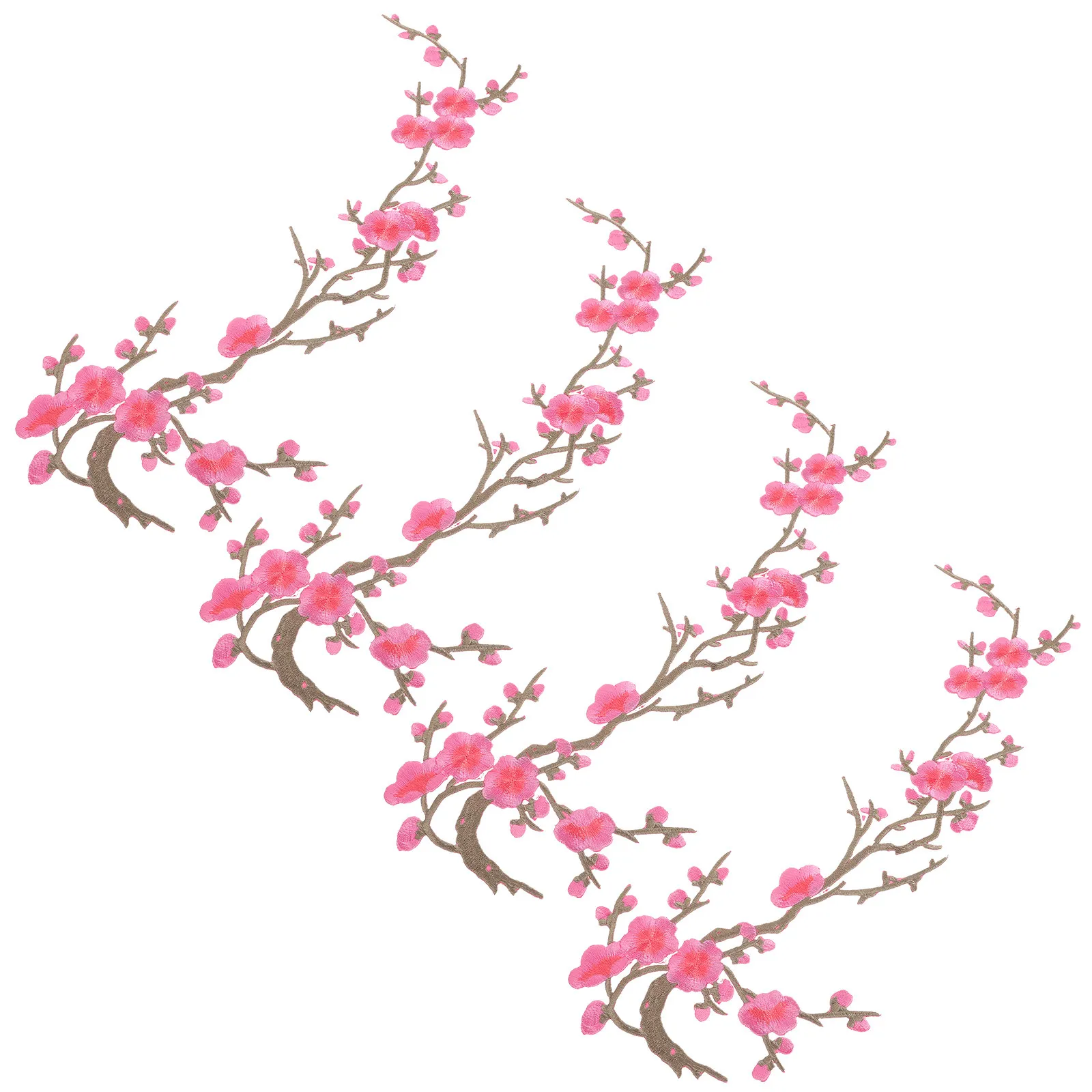 4 Pcs Ironing Cloth Patch Asian Flower Applique Patches Backpack Blossom Branch Decorative