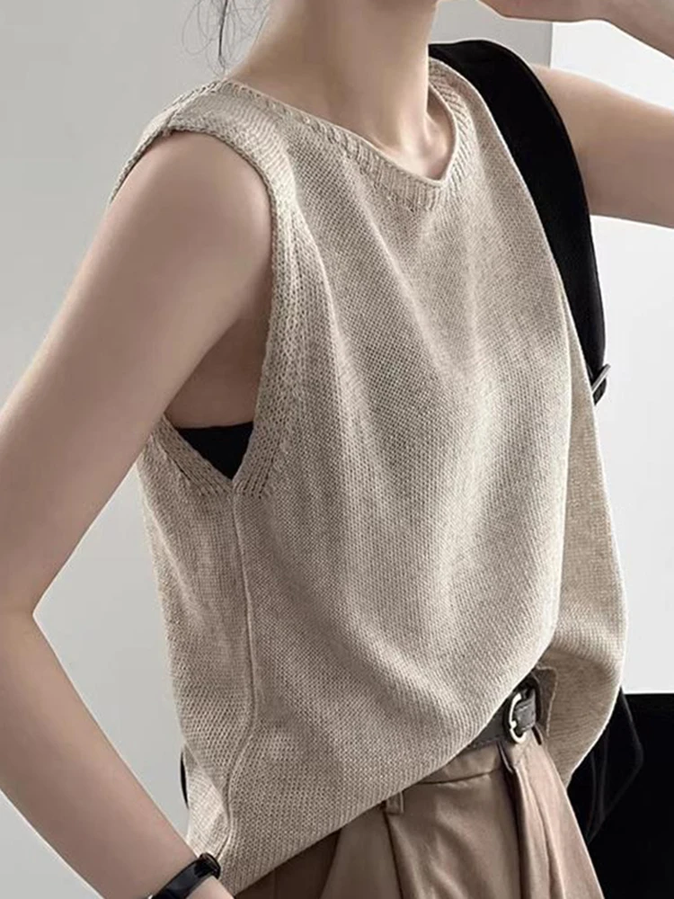 Women's Vest Tank Top Solid Color Knitted Tees T Shirt Top Cropped Top Camisole Sweater Half-turtleneck Summer Sleeveless Tops