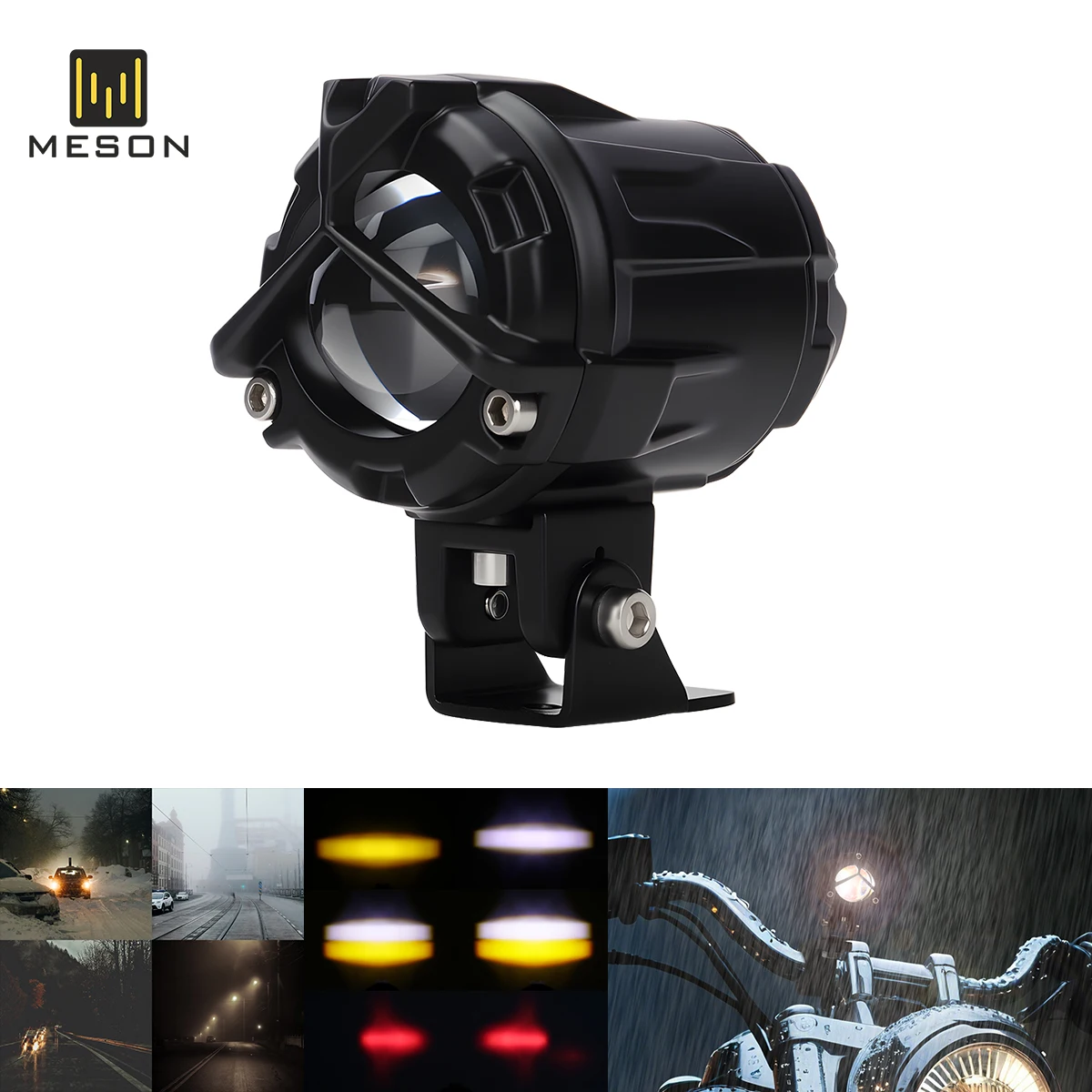 

Mini Motorcycle LED Spotlights 12V-18V Devil's Eyes Warning Strobe Light Dual Color White Yellow Auxiliary Motor Accessories