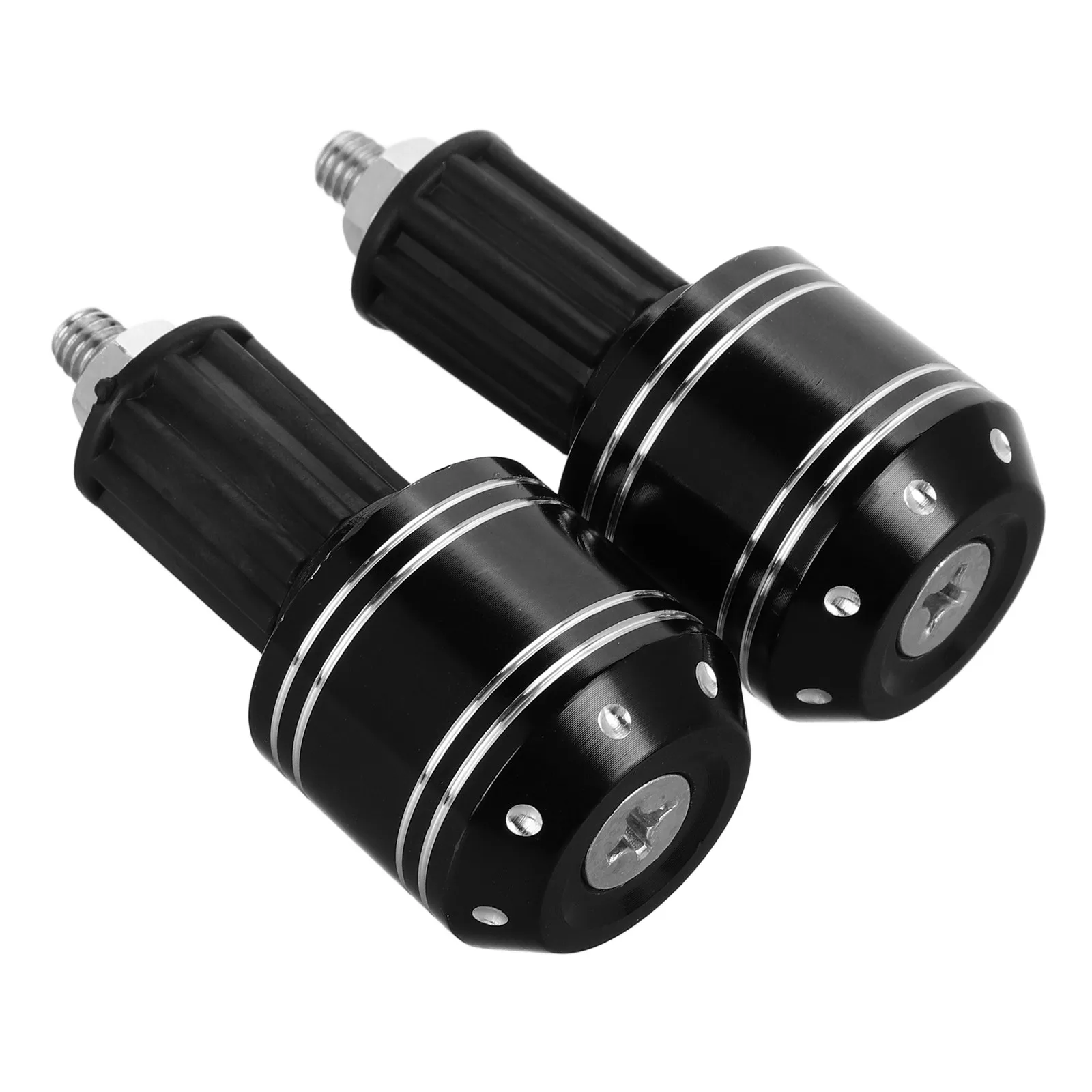 

2Pcs Motorcycle Handlebar End Caps Anti-Vibration Aluminum Alloy Offroad Bar Ends Dirt Bike Handlebar Plugs White Dot Stripe