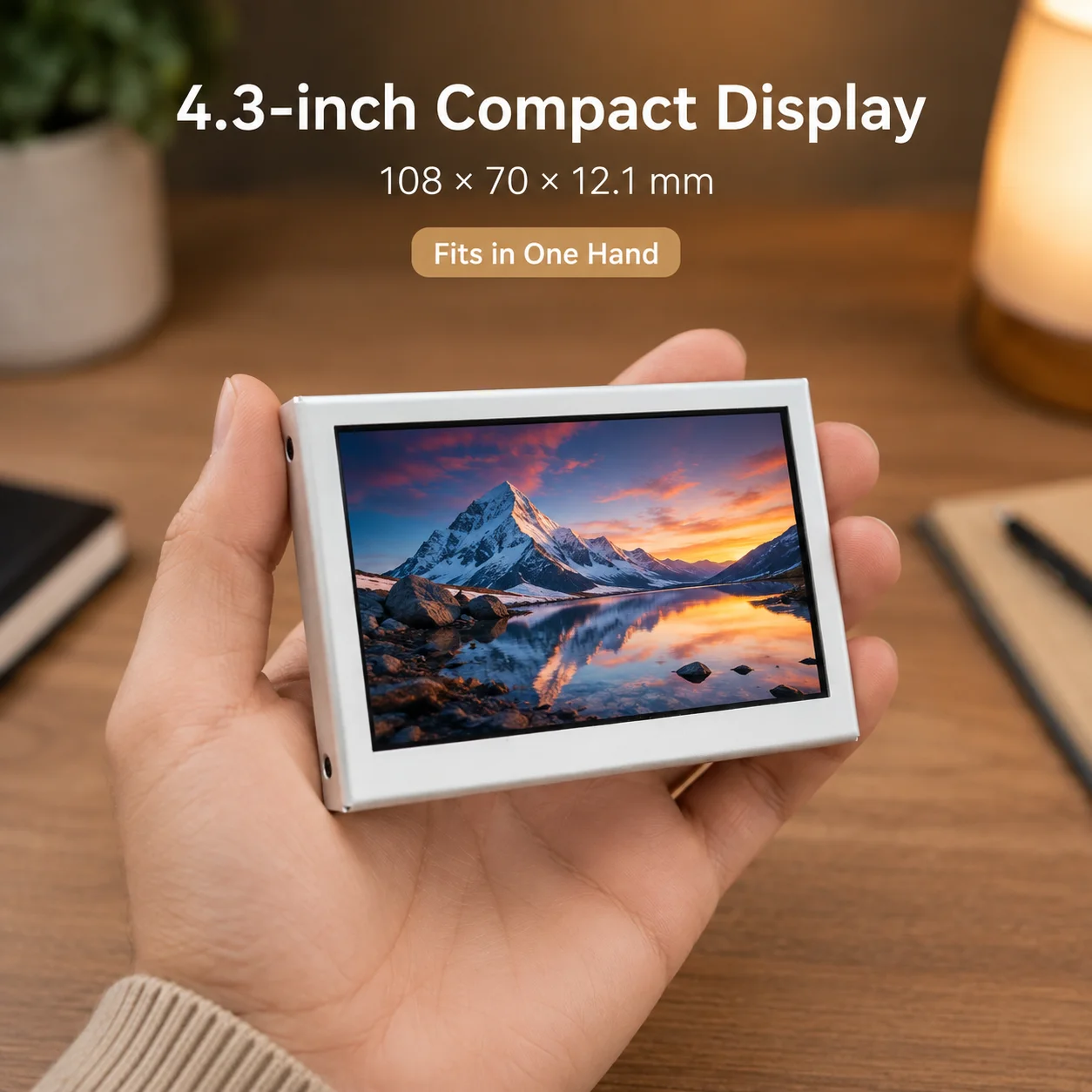 LESOWN 4.3/5/7 Inch Mini LCD Monitor HDTV Input 60Hz 170 Degree View White Aluminum Housing for Raspberry Pi Display Projects