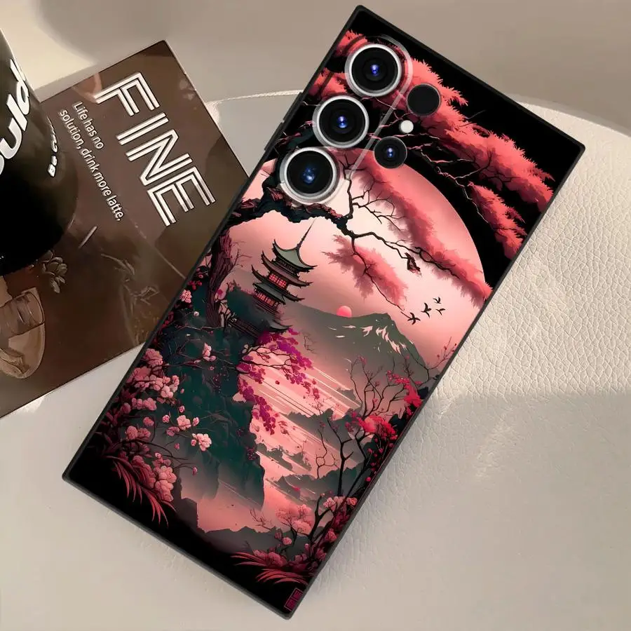 Japanese Aesthetic Mount Fuji Case for Samsung Galaxy Note 8 9 10 20 Ultra S9 S10 S26 S25 Edge S21 FE S23 Ultra S24 Plus S20