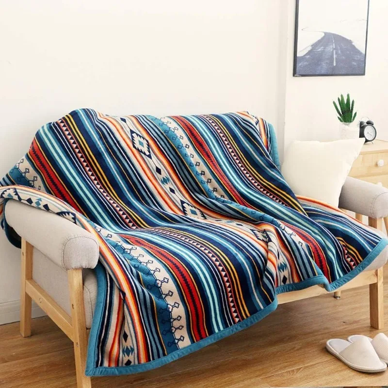 

Flannel Bohemian Soft Blanket Suitable for Bed/sofa/office/camping Warm Winter Blanket Free Shipping Bedspread on The Bed Stitch