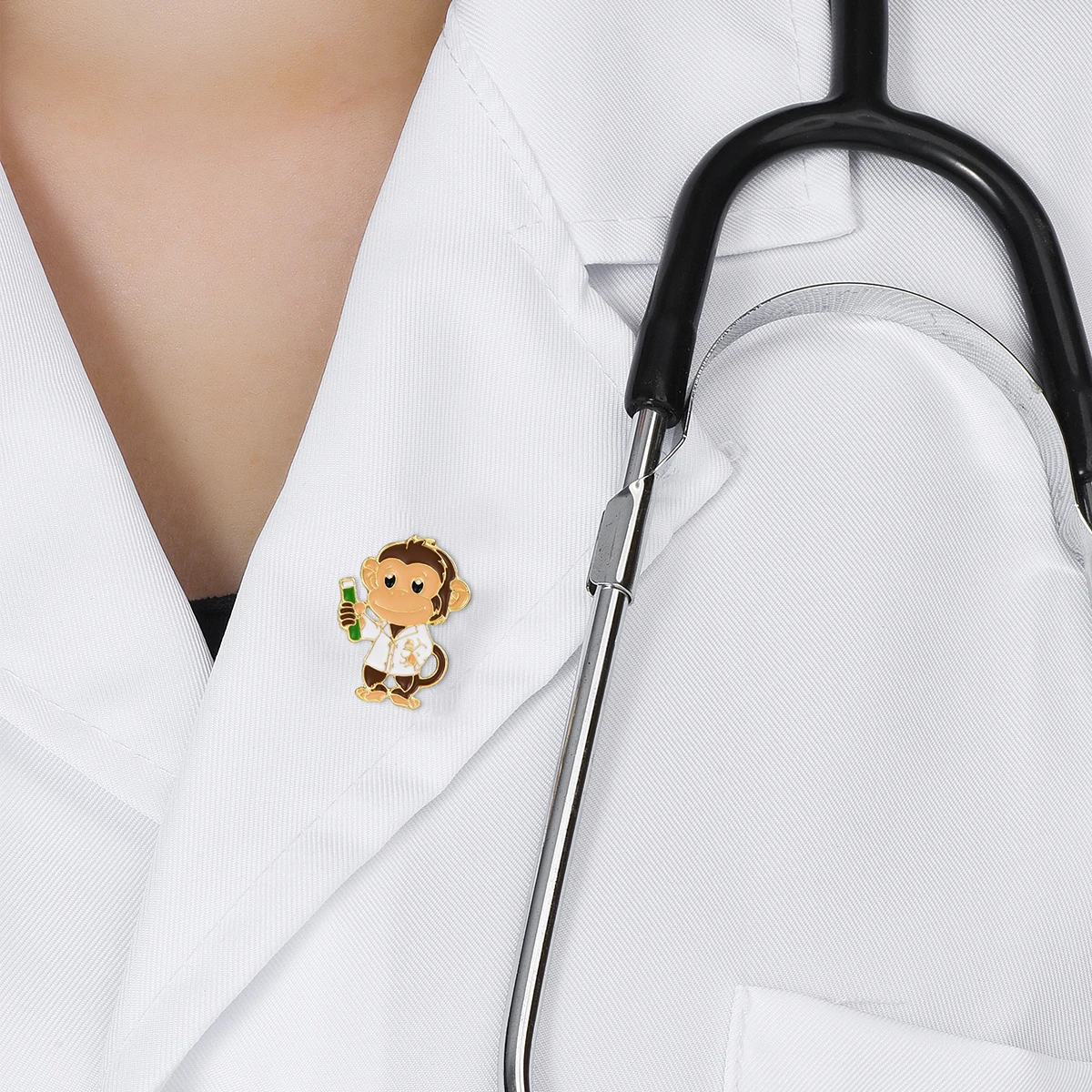 

Harong Chemistry Biology Lab Monkey Brooch Pin Cute Science Lapel Lanyard Bag Badge Jewelry Gifts for Scientist Student Teacher