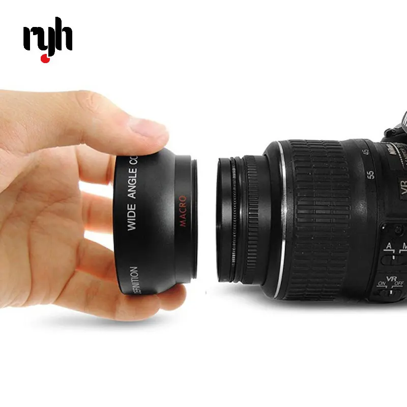 RYH 37mm 43mm 46mm 49mm 52mm 55mm 58mm 62mm 67mm 72mm Lens Wide Angle  Conversion Wide-Angle Camera Lens With Macro Lens