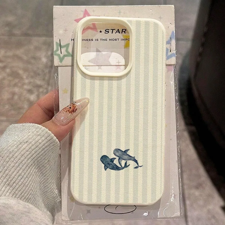 

Ocean Elements Whale Striped Pattern TPU Phone Case For Xiaomi Redmi Note 15 Pro Plus 5G 14 13 12 11 10 Redmi 15C 14C 13C Cover