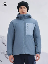 Kelme Lightweight Hooded Outdoor Cotton Jacket For Men, Winter Cold And Windproof Warm Hiking And Mountaineering Jacket