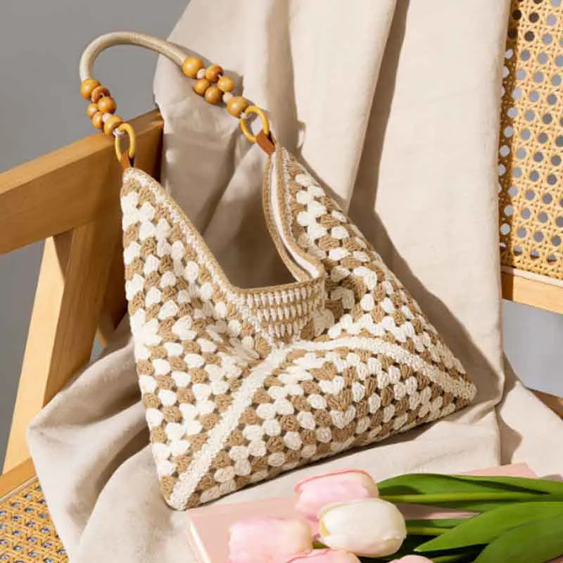 

Модная плетеная сумка для женщин 2026: Новая пляжная сумка-тоут с вырезами, большая вместительная сумка через плечо для отпуска на пляже