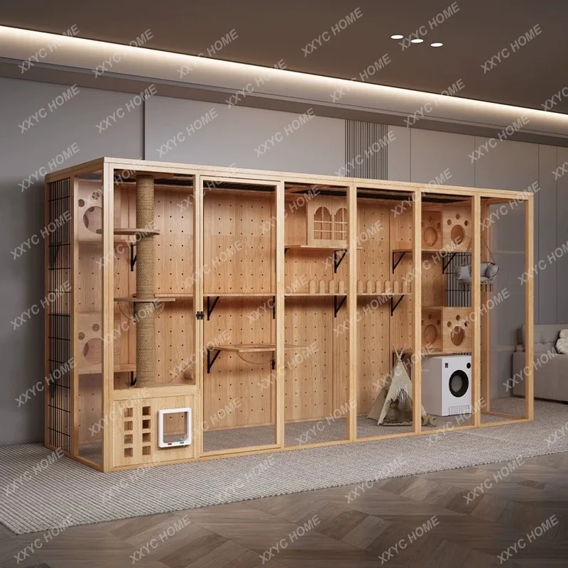 Large Panoramic Glass Indoor Cat House Luxury Commercial Pet Counter Display Cabinet With Customizable Design Villas Showcas