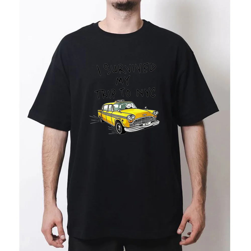I Survived My Trip To NYC T Shirt New York City Yellow Taxi Shirt Woman Man Summer Cotton Graphic T Shirts Adult O-neck Tops view 4