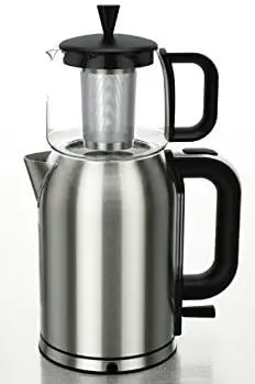 Stainless Steel Turkish Tea Maker, Samovar, Electric Kettle, with Boil-Dry Protection