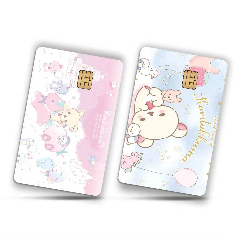 Popular Cute R-rilakkumas bear 2024 Anime Cartoon Skin Stickers Film Tape Case for Big Credit Debit Card Front Side