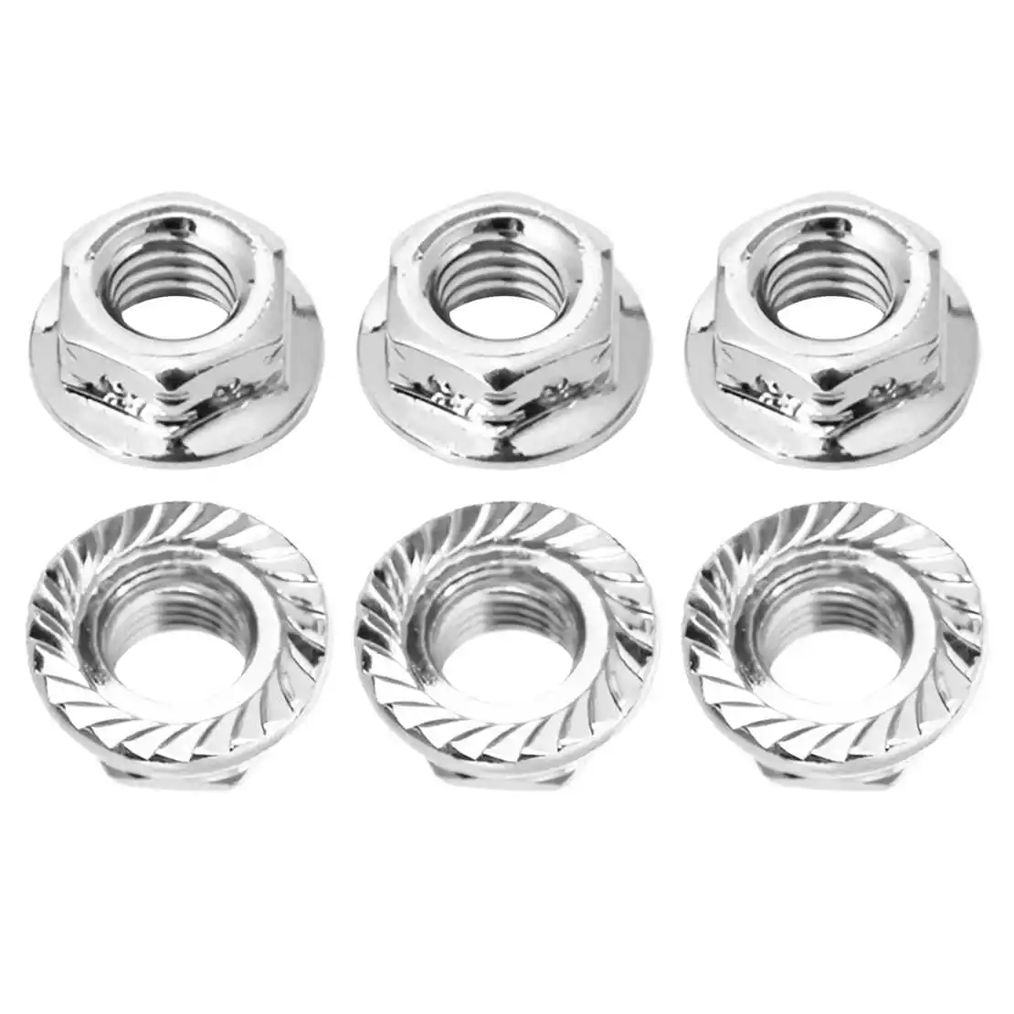 6Pcs Flange M6 Hex Nut Bolt Screw Stainless Steel for Motorcycle Bicycle Silver