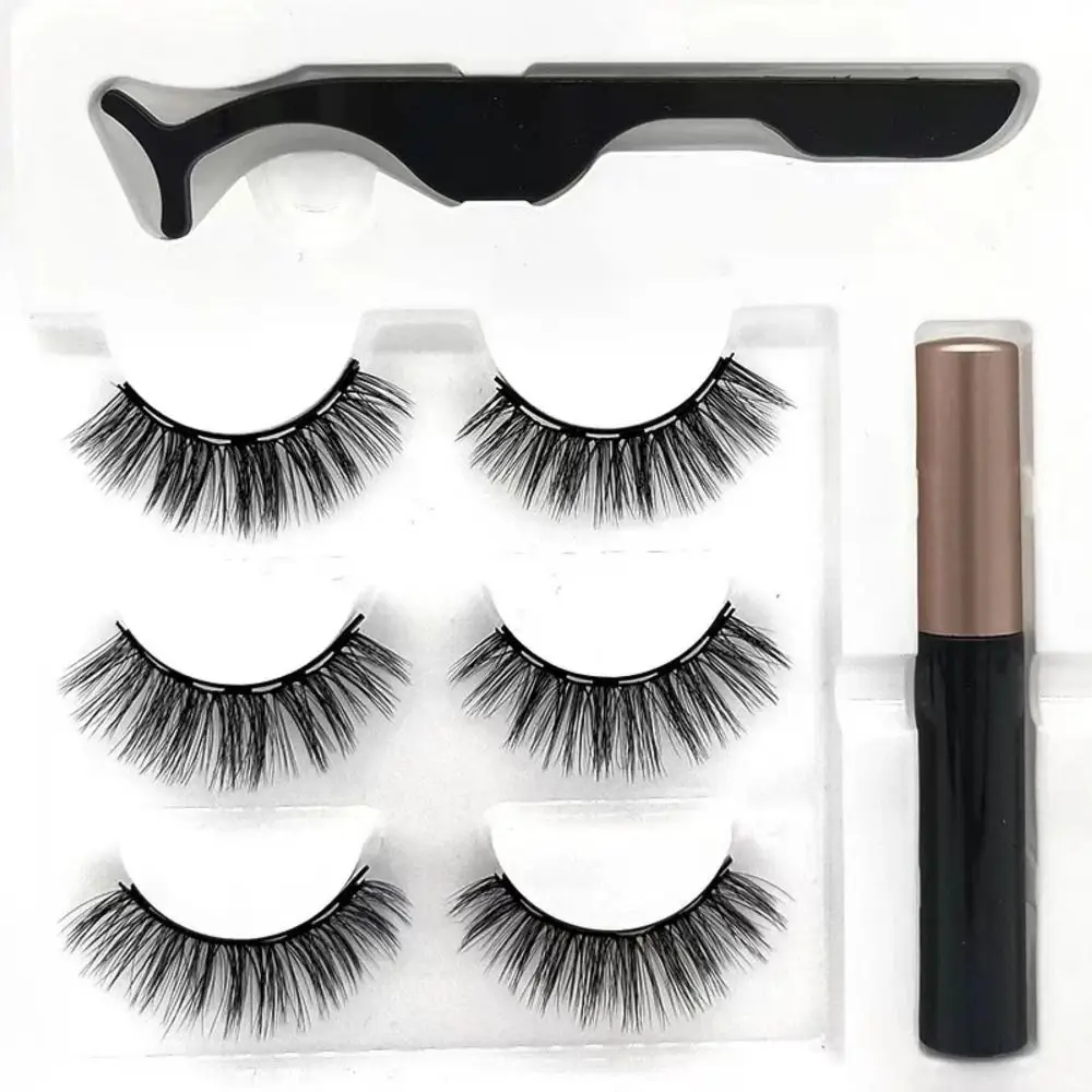 อายไลเนอร์แม่เหล็กดูดขนตาปลอมReusableติดทนนานกาวฟรีFalse Eyelashesแต่งหน้า 3Dปลอมขนตาชุด