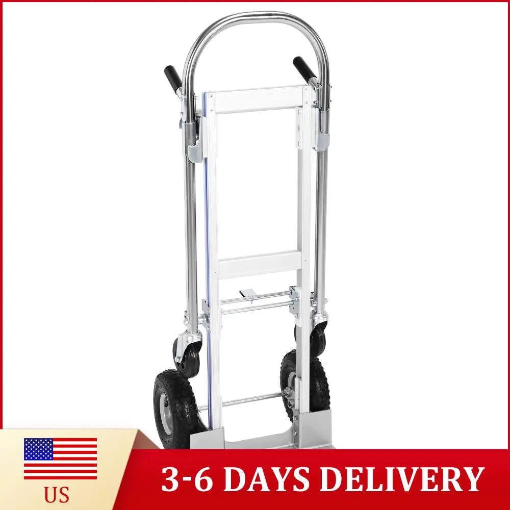 

2 in 1 Heavy Duty Industrial Collapsible Cart with Wheels Aluminum Hand Truck 800LBS Capacity for Warehouse Supermarket Garden