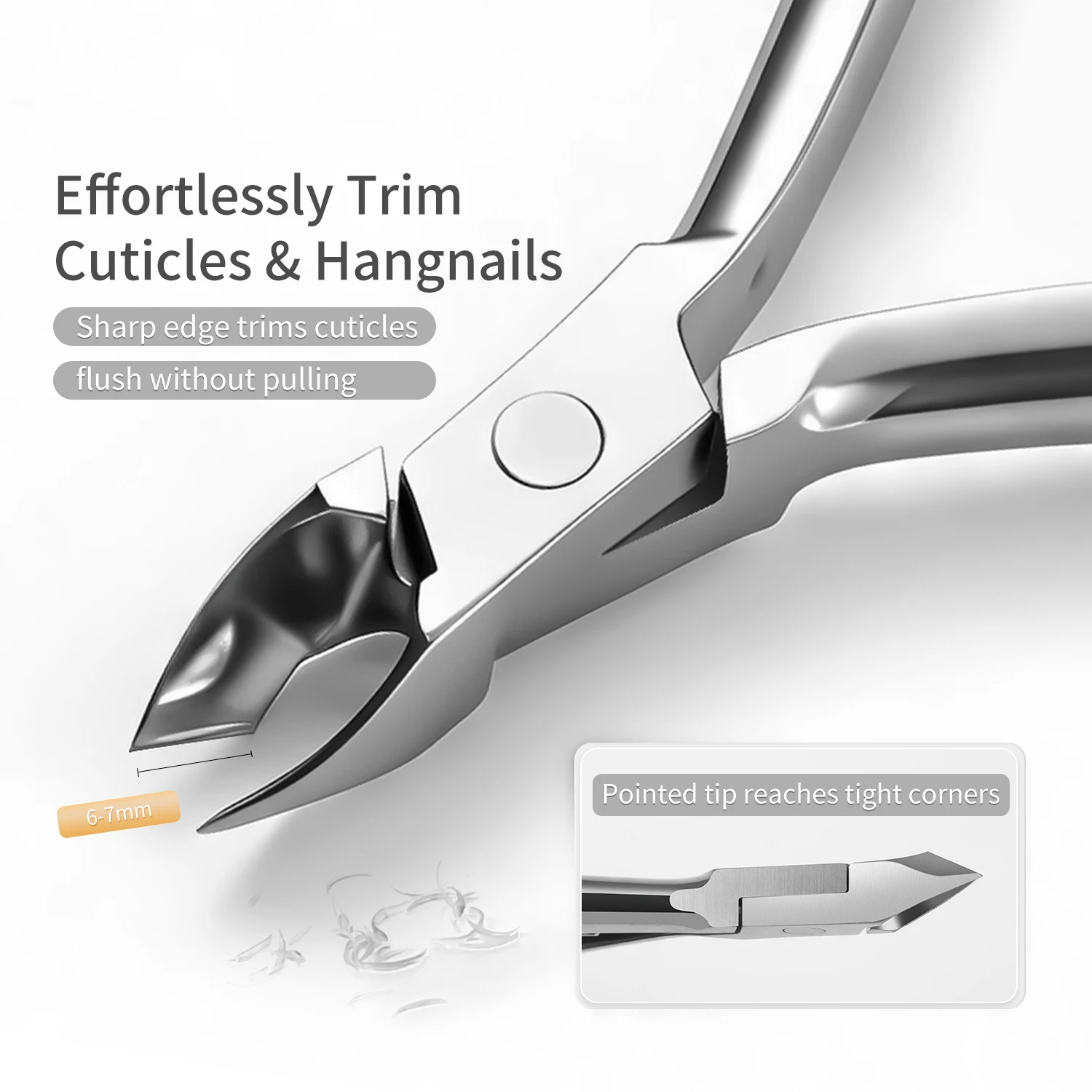 Outil de beauté pour ongles de salon, ciseaux à cuticules, lame inclinée tranchante en acier inoxydable, coupe-ongles pour cuticules et ongles incarnés, coupe précise.