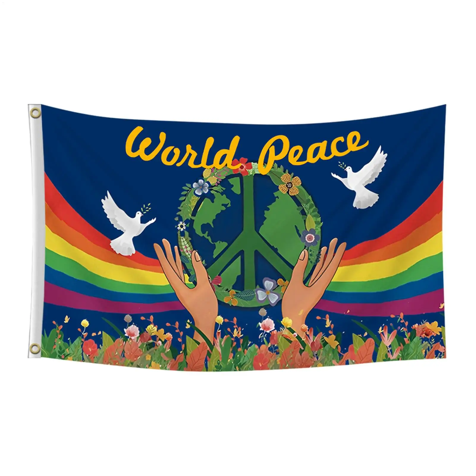 Peace Flags For Outdoors 90x150cm Banner With Brass Grommets Outside World Peace Banner For Outside Patio Porch Terrace Balcony