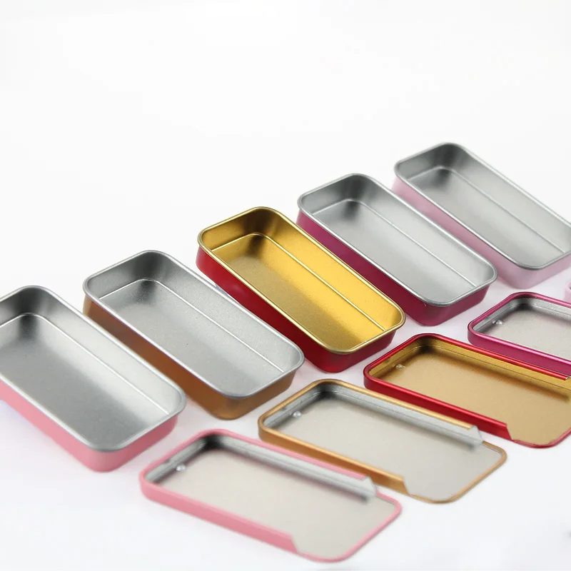 100PCS 16ml Sliding Cover Push-Pull Tin Case Portable Chewing Gum Metal Box Home Storage Container Wedding Jewelry Pill Cases