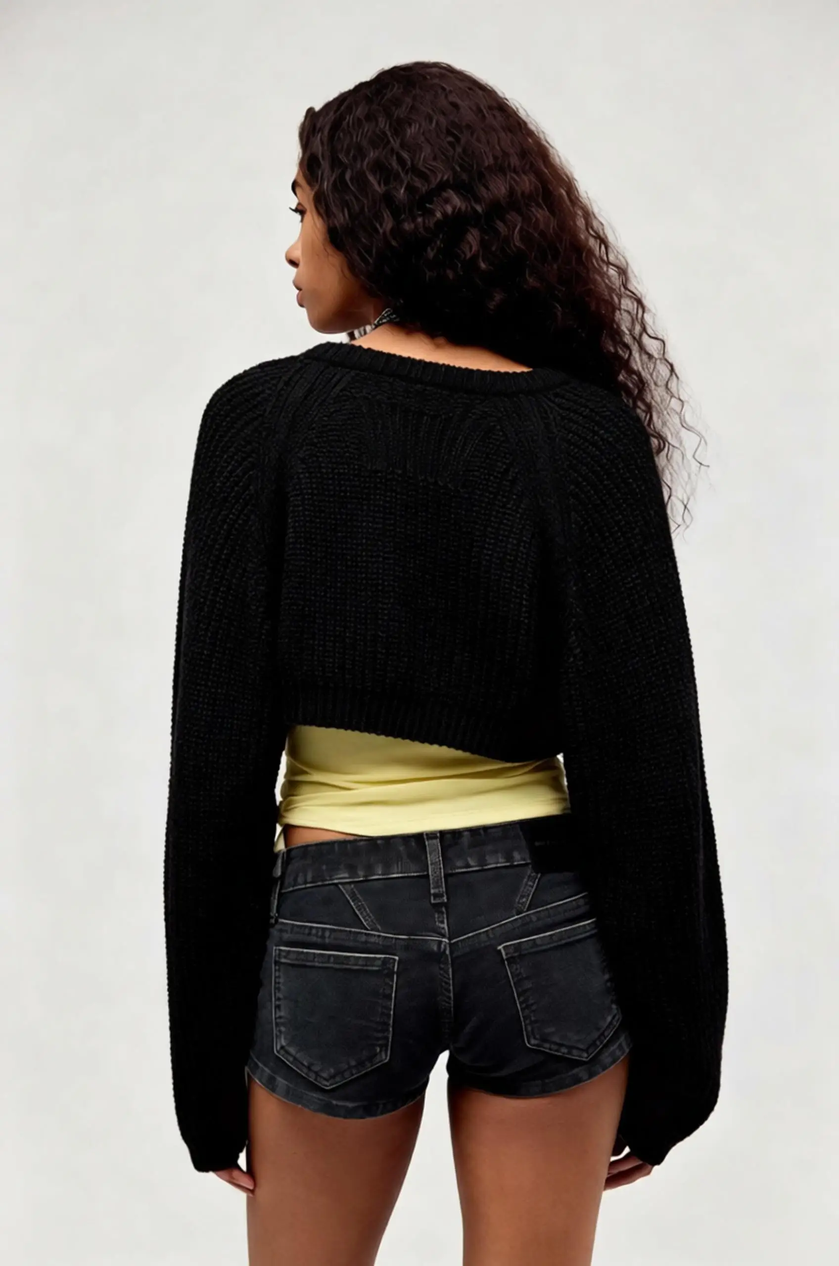 Women's Knit Shrug Sweater Open Front Long Sleeve Crop Bolero Cardigan