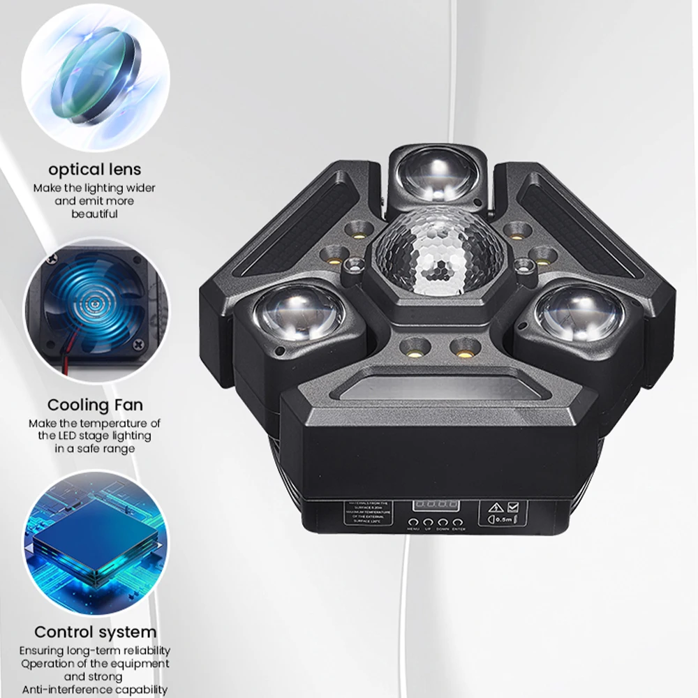 Lyre Beam 150W Party Light RGBW Mini Disco Magic Ball Moving Head DJ Lights DMX Strobe LED Stage Lighting For Wedding Xmas Bar