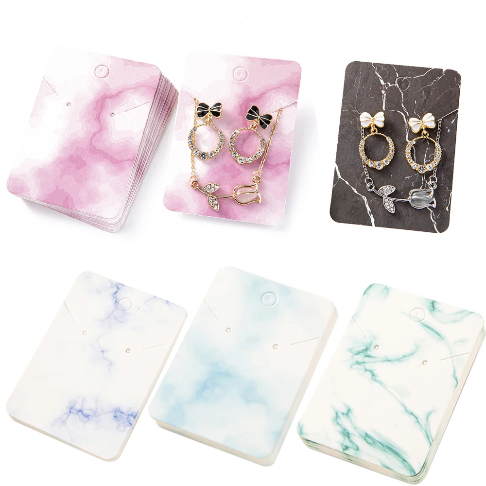 50pcs 5x7cm Marbling Earrings Display Cardboard Self Sealing Pouch For Jewelry Packaging Card Storage Organizer Small Businesses