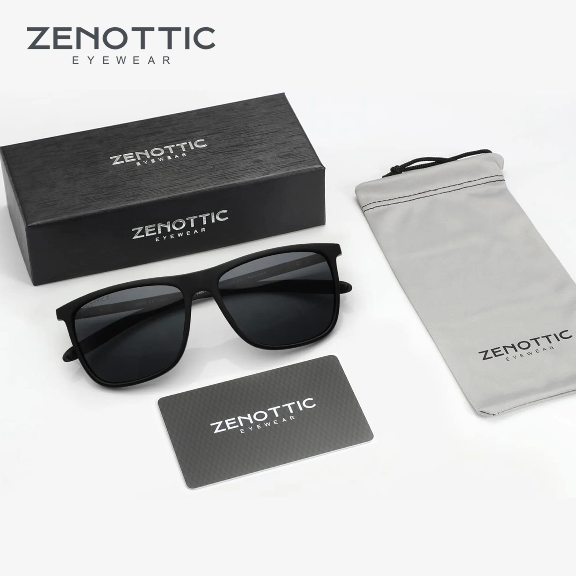 ZENOTTIC New Square Polarized Sunglasses for Men Ultralight Carbon Fiber Sun Glasses Driving Fishing Golf Sport UV400 Protection