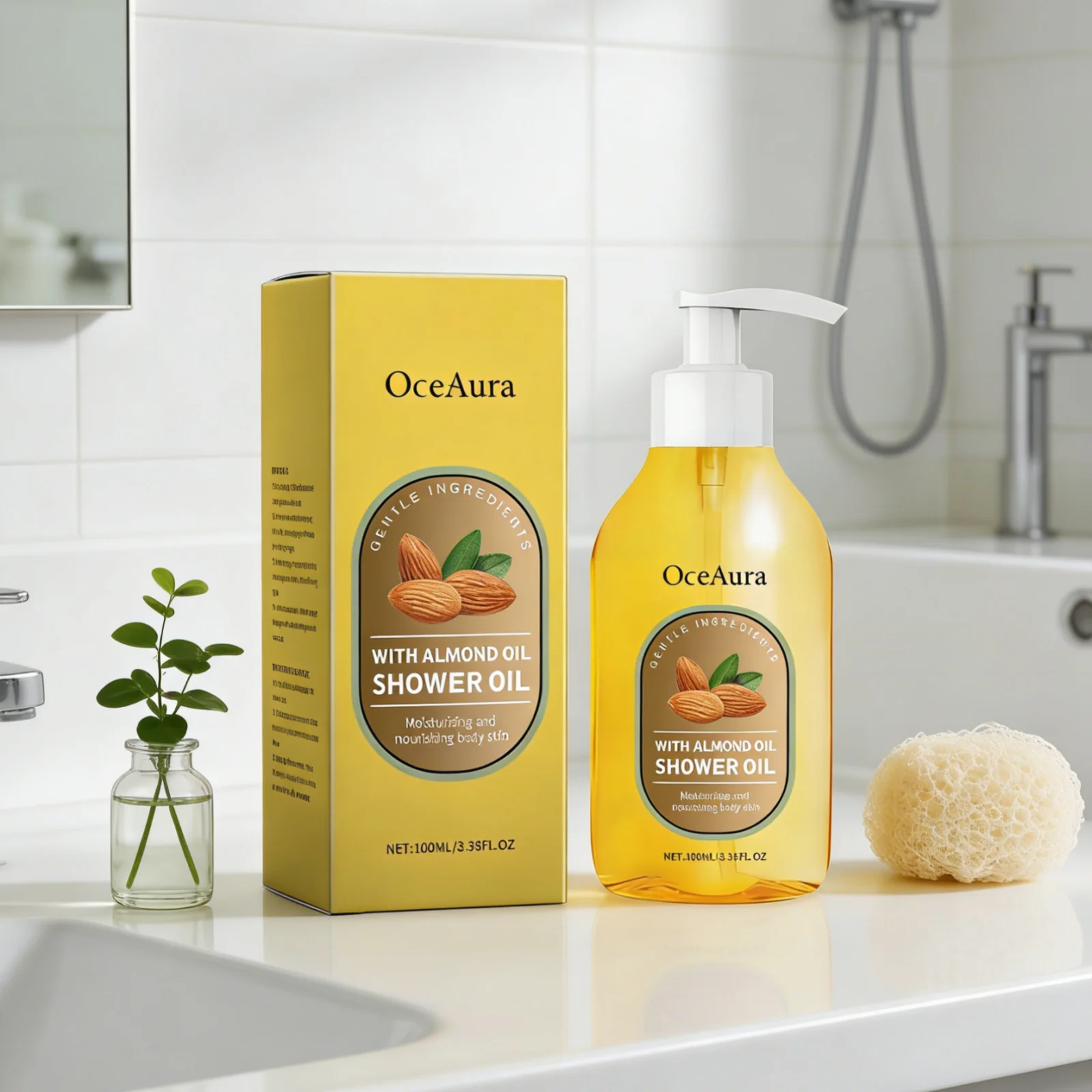 

Увлажняющее масло для душа OceAura, подходит для всех типов кожи, успокаивает и освежает кожу, с нежными компонентами, очищающее масло для тела, 100 мл