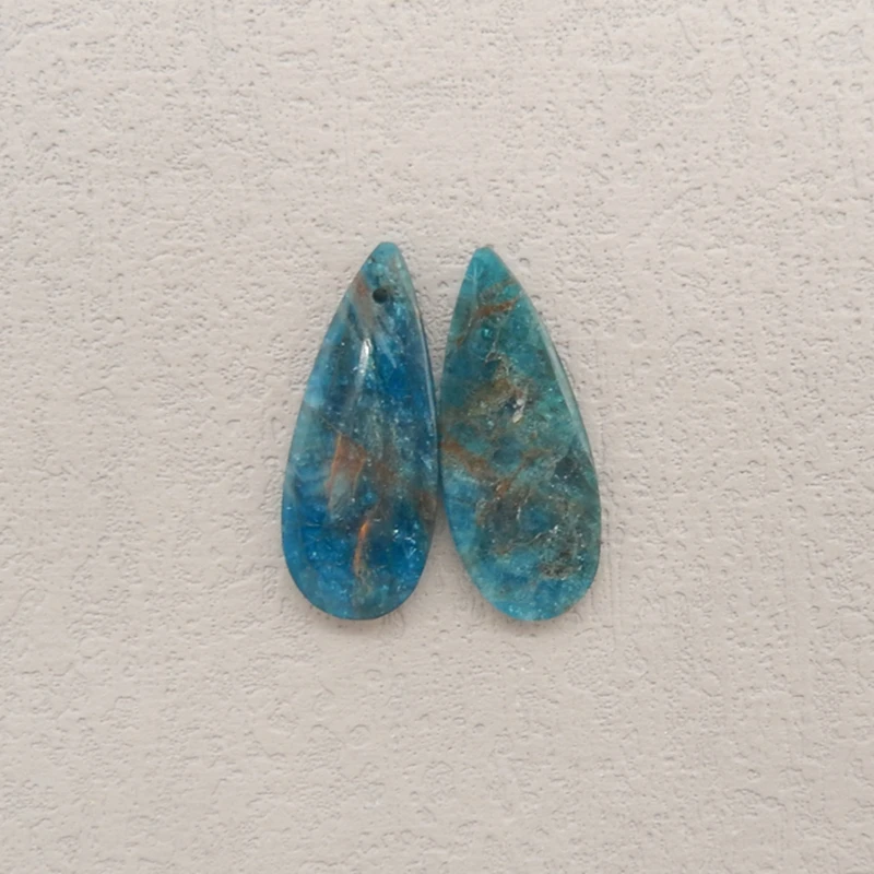 

Natural Blue Apatite Crystal Water Drop Earrings Beads Fashion Jewelry DIY Making Accessories for Women 31x13x4mm 5.2g