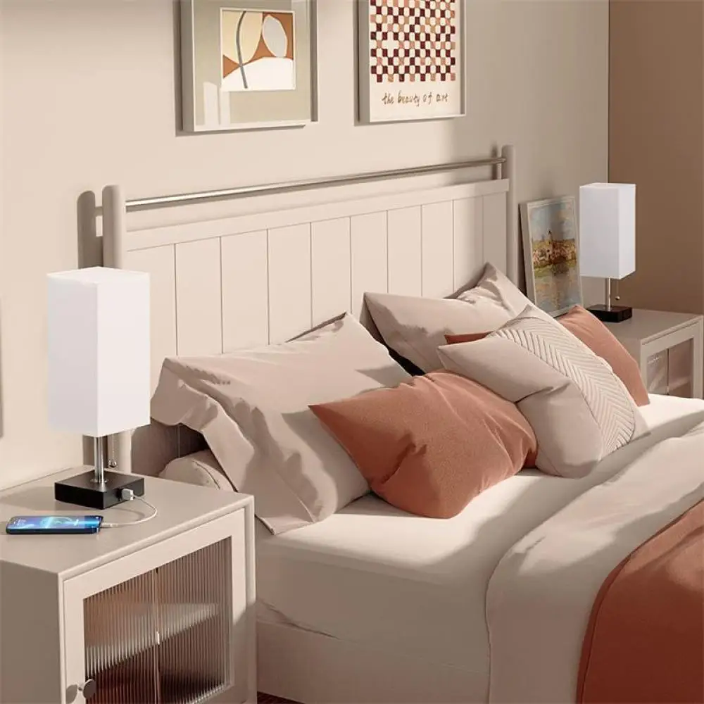 Modern Fabric Table Lamp Touch Sensor Dimmable Desk Light USB Power Bedside Nightlight Minimalist Lighting For Bedroom