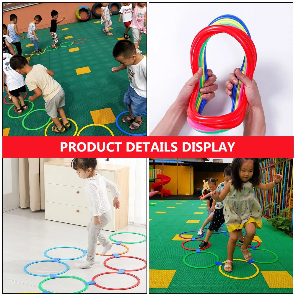 

1 set 10 Circle 37cm Kids Jumping Ring Game Outdoor Indoor Jumping Ring Game Family Training Equipment Random Color