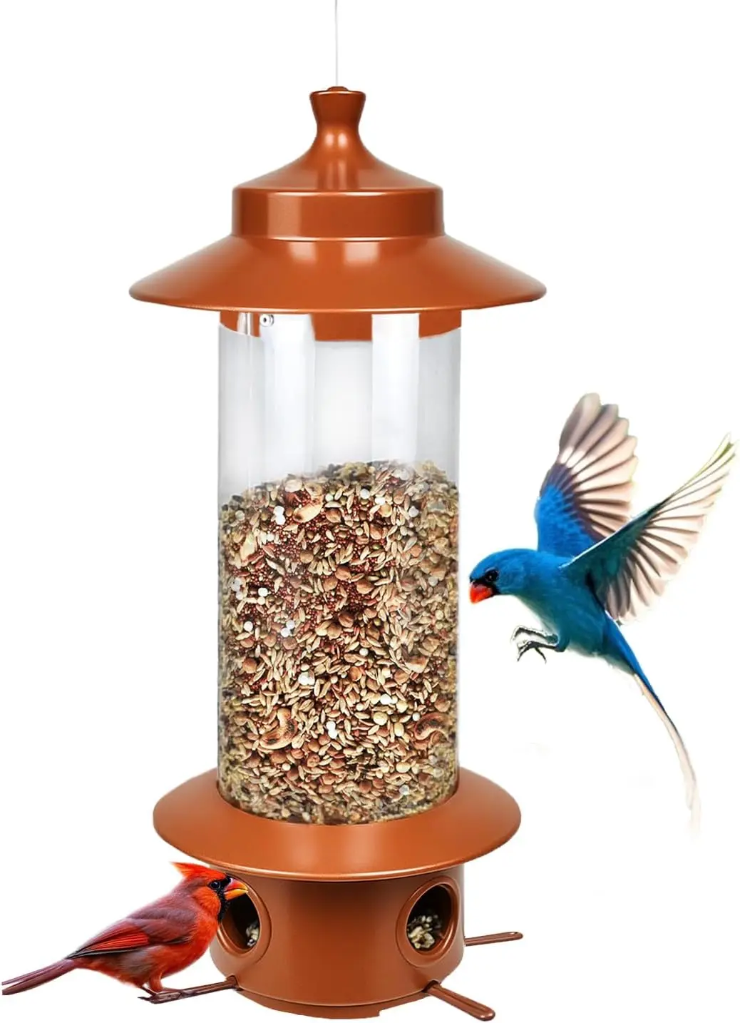 Large 4.8LB Squirrel-Proof Bird Feeder with Weight-Activated Mechanism, Chew-Proof Metal Design for Outdoor Use