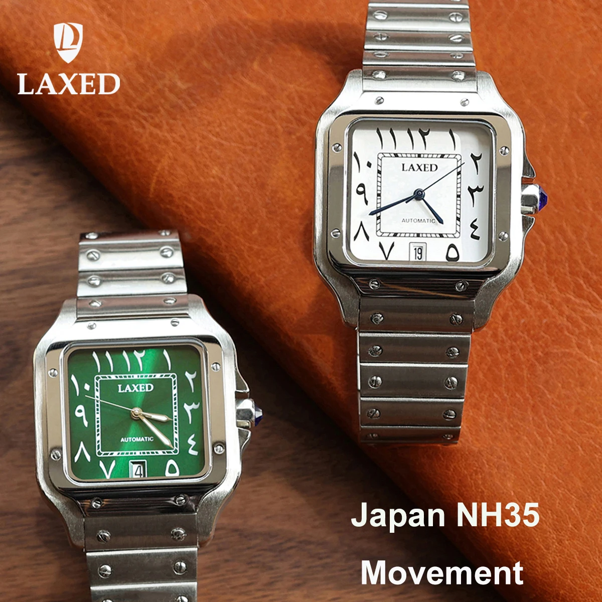 LAXED NH35 Watch 38mm Men's Square Watch Luxury Automatic Mechanical Watch NH35 Movement Modification watch Accessories