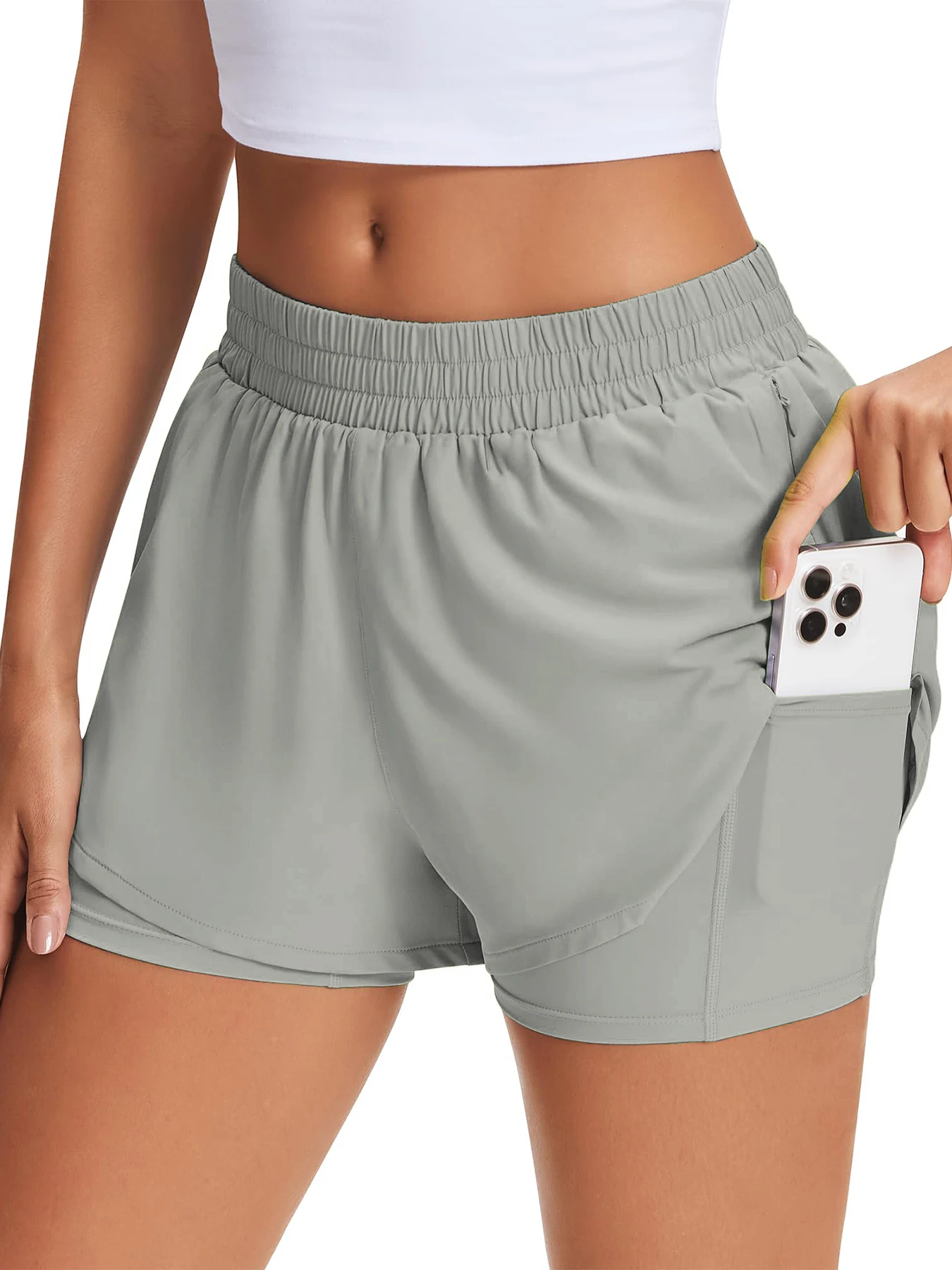 Damen-Freizeit-Sportshorts für Frühling und Sommer, Anti-Exposition Yoga-Shorts, atmungsaktiv, locker geschnitten, für Outdoor-Läufe, Damen-Fitnesshosen – Detail 14