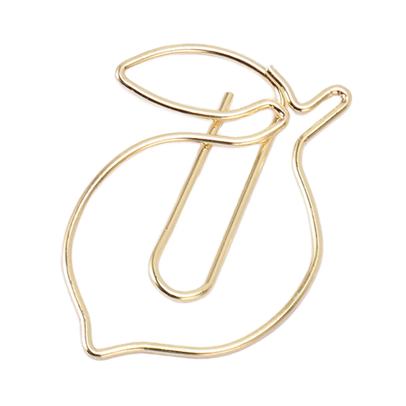 100 Pcs Paper Clip Gold Cute Lemon Shaped Bookmark Clips with Transparent Box for Office School Home Use